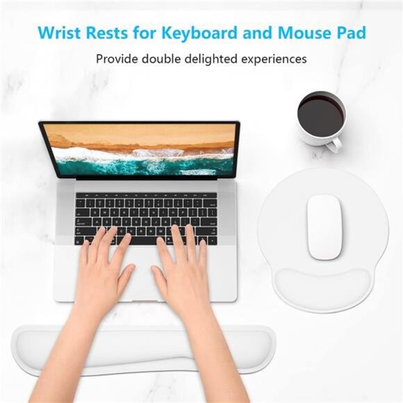 Keyboard Wrist Rest and Mouse Pad with Wrist Support, Memory Foam Wrist Rests - Picture 2 of 7